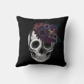 ブラック&金ゴールドムーディフローラハロウィーンスカル クッション (裏面)