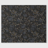 ブラック&金ゴールドムーンライトダリアエレガントスフローラ ラッピングペーパー (フラット)