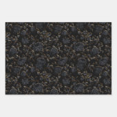 ブラック&金ゴールドムーンライトフローラつる植物 ラッピングペーパーシート (正面3)