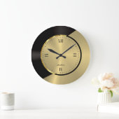 ブラック&金ゴールドメタリッモダンク幾何デザイン ラージ壁時計 (ホーム)