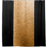 ブラック&金ゴールドメタル垂直ストライプ寸法 シャワーカーテン (正面)