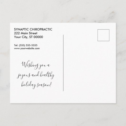 ブラック&金ゴールドメリークリスマスカイロプラクティック シーズンポストカード (裏面)