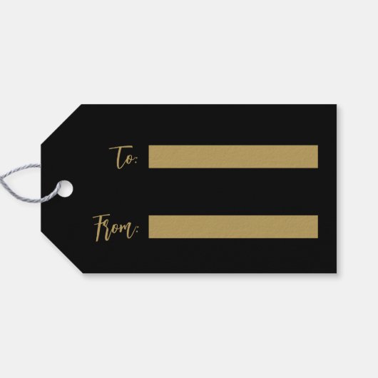 ブラック&金ゴールドメリークリスマスギフトラベル ギフトタグ (裏面横)