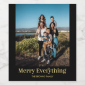 ブラック&金ゴールドメリークリスマスフォトワインラベル ワインラベル (シングルラベル)