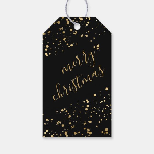 ブラック&金ゴールドメリークリスマス ギフトタグ (正面)