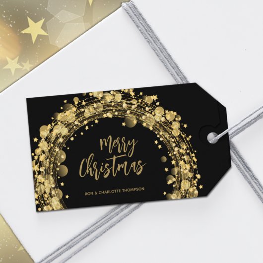 ブラック&金ゴールドメリークリスマス ギフトタグ