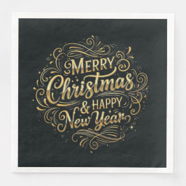 ブラック&金ゴールドメリークリスマス&ハッピーニューイヤー