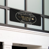 ブラック&金ゴールドメープルシロップ金ゴールドリーフファーマーズマーケット 横断幕 (ビルの外側)