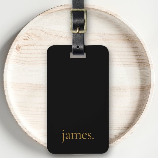 ブラック&金ゴールドモダンまた男らしはモノグラム ラゲッジタグ