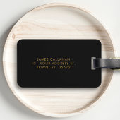 ブラック&金ゴールドモダンまた男らしはモノグラム ラゲッジタグ