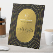 ブラック&金ゴールドモダンアーチウェディングカード&ギフト 台座サイン (インサイチュ)