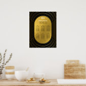 ブラック&金ゴールドモダンアー結婚チの座席表 ポスター (キッチン)