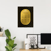 ブラック&金ゴールドモダンアー結婚チの座席表 ポスター (ホームオフィス)