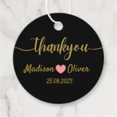 ブラック&金ゴールドモダンエレガンス結婚ズサンキュー フェイバータグ (正面)