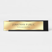 ブラック&金ゴールドモダンエレガントテンプレート デスクネームプレート (正面)