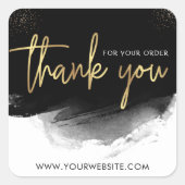 ブラック&金ゴールドモダンカスタムビジネスサンキュー スクエアシール (正面)