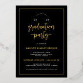 ブラック&金ゴールドモダンシック卒業招待状 箔招待状 (正面)