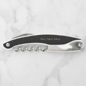 ブラック&金ゴールドモダンシンプル・モパーソナライズされたノグラムW ソムリエナイフ (裏面)