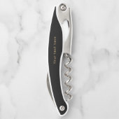 ブラック&金ゴールドモダンシンプル・モパーソナライズされたノグラムW ソムリエナイフ (裏面)