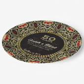 ブラック+金ゴールドモダンデコアダマスク50周年記念 ペーパープレート (アングル)