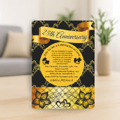 ブラック&金ゴールドモダンハート25結婚周年 招待状