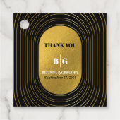 ブラック&金ゴールドモダンミニマリスト結婚アーチズ フェイバータグ (正面)