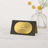 ブラック&金ゴールドモダンミニマリスト結婚アーチズ プレイスカード (裏面)