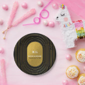 ブラック&金ゴールドモダンミニマリスト結婚アーチズ ペーパープレート (パーティー)