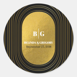 ブラック&金ゴールドモダンミニマリスト結婚アーチズ ラウンドシール