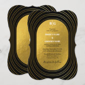 ブラック&金ゴールドモダンミニマリスト結婚アーチズ 招待状 (正面/裏面)