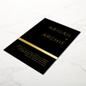 ブラック&金ゴールドモダンミニマリスト結婚ズゴールデン 箔招待状 (回転した状態)