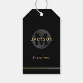ブラック&金ゴールドモダンモノグラパーソナライズされたム ギフトタグ (正面)