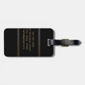 ブラック&金ゴールドモダンモノグラパーソナライズされたム ラゲッジタグ (裏面横)