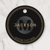 ブラック&金ゴールドモダンモノグラパーソナライズされたムf フェイバータグ (裏面)