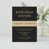 ブラック&金ゴールドモダンリハーサルのディナー招待状 招待状 (スタンド正面)