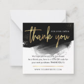 ブラック&金ゴールドモダンロゴビジネスお礼 ノートカード (正面)