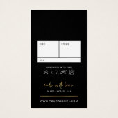 ブラック&金ゴールドモダンロゴ衣料品ラベル価格ラベル (裏面)