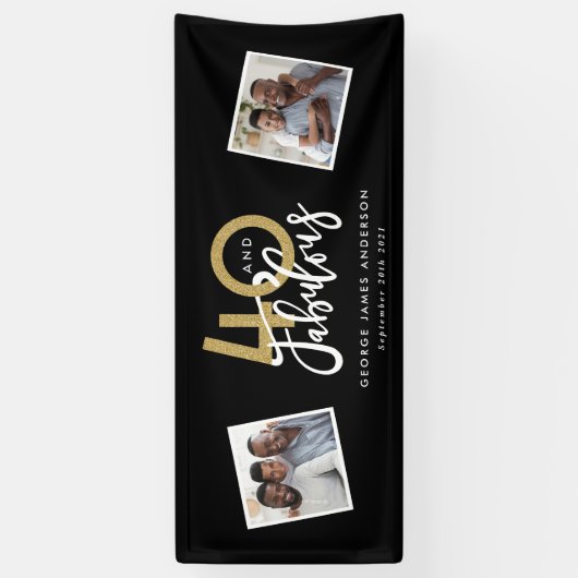 ブラック&金ゴールドモダン写真40と素晴らしい 横断幕 (縦)