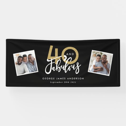 ブラック&金ゴールドモダン写真40と素晴らしい 横断幕 (横)