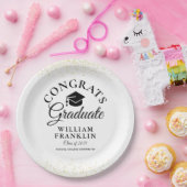 ブラック&金ゴールドモダン卒業党 ペーパープレート (パーティー)