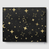 ブラック&金ゴールドモダン天月スターズ結婚ズ ゲストブック (裏面)