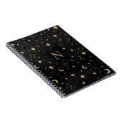 ブラック&金ゴールドモダン天月スターズ結婚ズ ノートブック (右側)