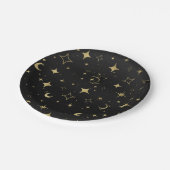 ブラック&金ゴールドモダン天月スターズ結婚ズ ペーパープレート (アングル)