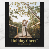 ブラック&金ゴールドモダン応援フォトワインラベル ワインラベル (シングルラベル)