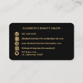 ブラック&金ゴールドモダン美しいサロンロゴソーシャルメディア 名刺 (裏面)