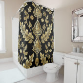 ブラック&金ゴールドモチーフ シャワーカーテン (インサイチュ)