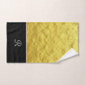 ブラック&金ゴールドモノグラムイニシャル   バスタオルセット (ハンドタオル)