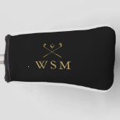 ブラック&金ゴールドモノグラムカスタムゴルフクラブ ゴルフヘッドカバー (正面)