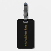 ブラック&金ゴールドモノグラムスタイル ラゲッジタグ (裏面縦)