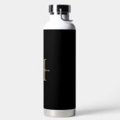 ブラック&金ゴールドモノグラムパーソナライズされたギフト ウォーターボトル (左面)